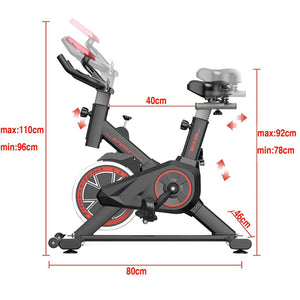 Bicicleta ergométrica spinning preta e vermelha com monitor - foto 7