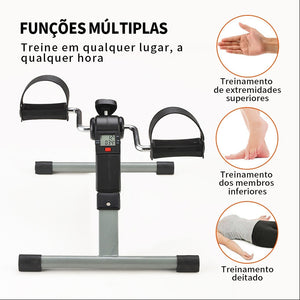 Mini bicicleta ergométrica preta com monitor LCD para pernas e braços - foto 5