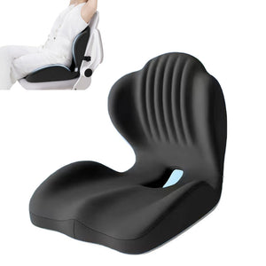 Almofada ortopédica ergonômica PostureSeat preta com encosto lombar e assento