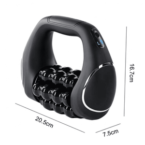 Massageador SculptFlow preto com medidas de 20,5 cm de largura, 16,7 cm de altura e 7,5 cm de profundidade