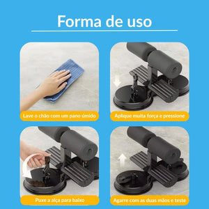 Suporte para abdominal com ventosa preto fixado no chão - foto 4