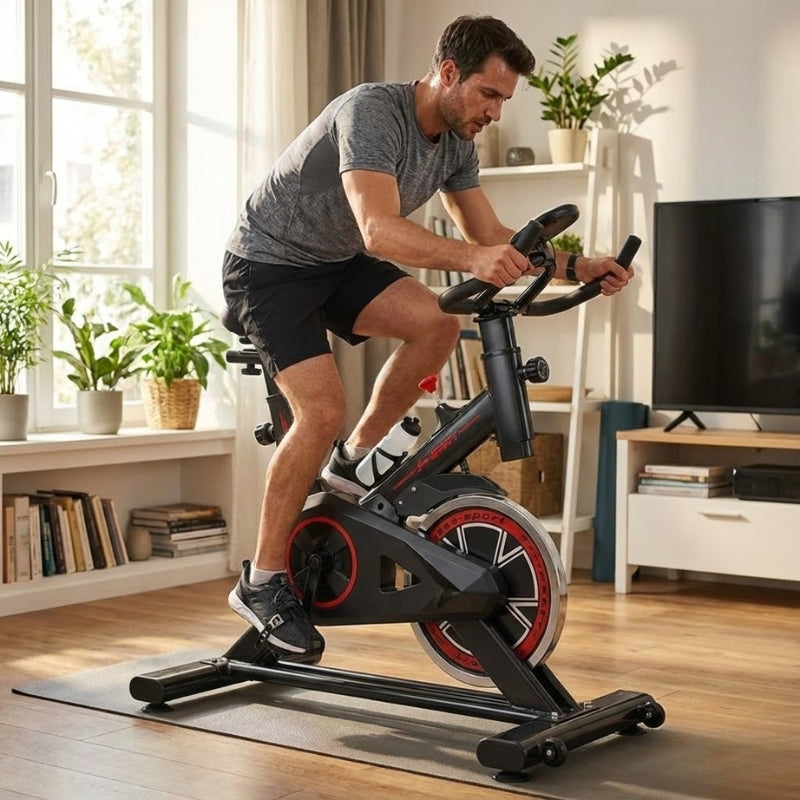 Homem na Bicicleta Ergométrica