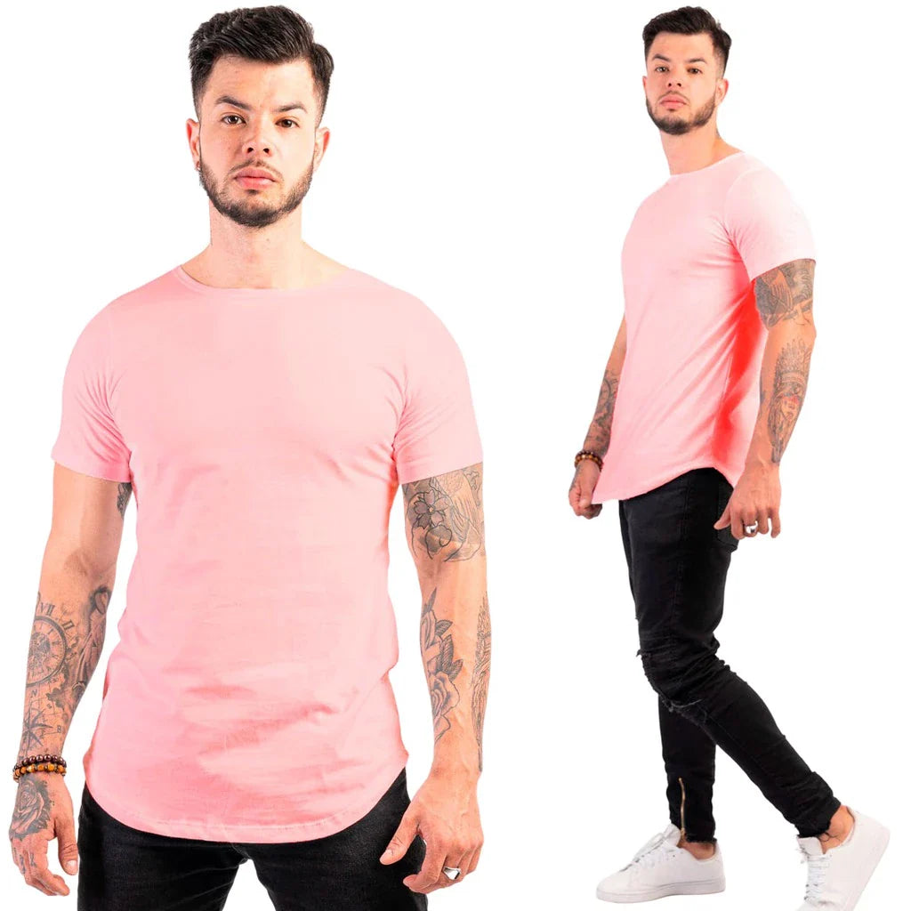 Kit com 3 Camisetas Masculinas Long Line Lisa