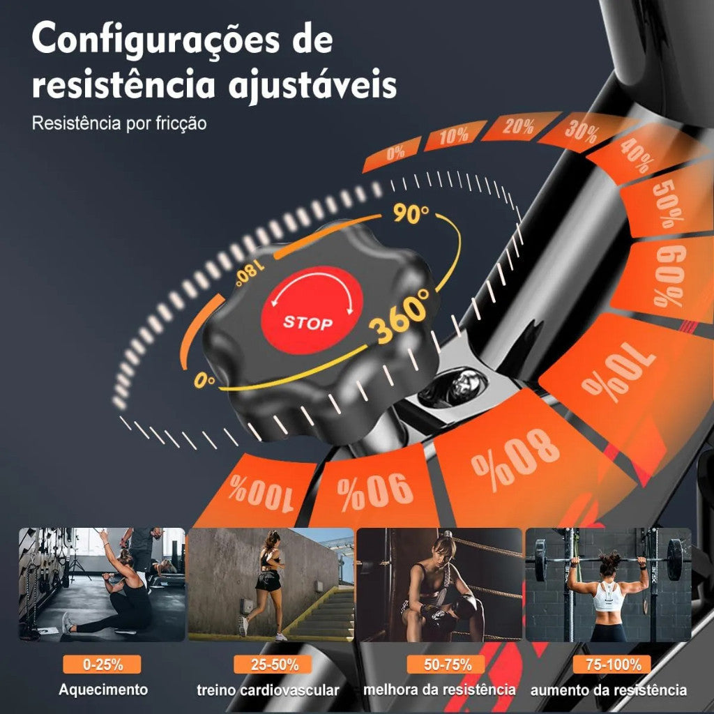 Bicicleta ergométrica spinning preta e vermelha com monitor - foto 5