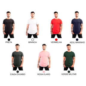 Kit com 3 Camisetas Masculinas Long Line Lisa