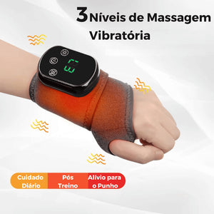 Munhequeira FlexPulse no punho com visor digital mostrando o nível de vibração