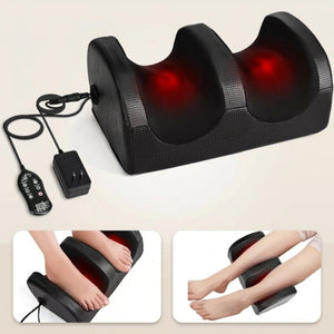 FootSpa™ com luzes de aquecimento acesas, controle e uso nos pés e nas pernas