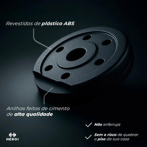 Kit de halteres ajustáveis com anilhas e barra longa - foto 3