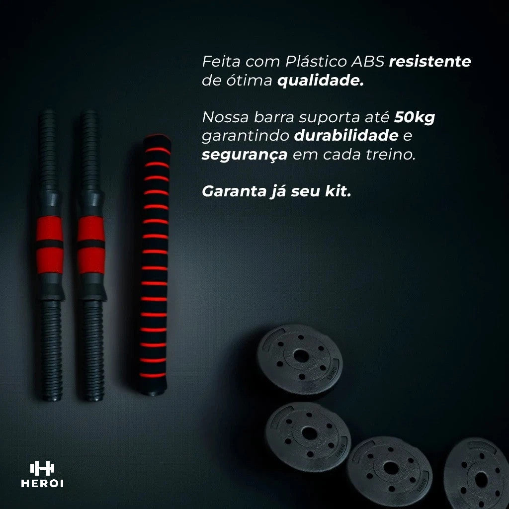 Kit de halteres ajustáveis com anilhas e barra longa - foto 4