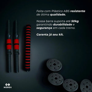 Kit de halteres ajustáveis com anilhas e barra longa - foto 4