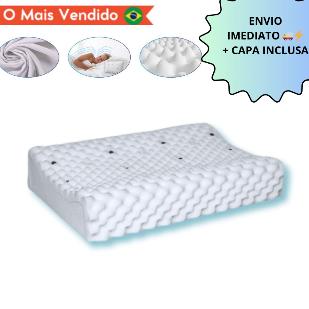 Travesseiro ortopédico cervical MagnoRest branco com gomos e pastilhas magnéticas