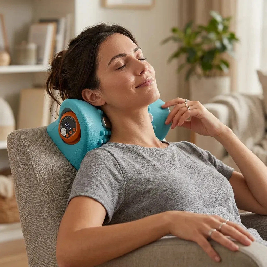 Massageador cervical 4 em 1 azul com controle remoto - foto 3