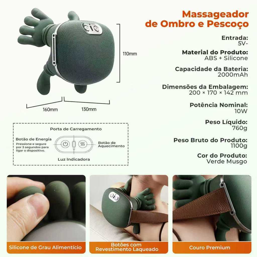Massageador mãozinha verde para pescoço e ombros com 8 pontos - foto 8