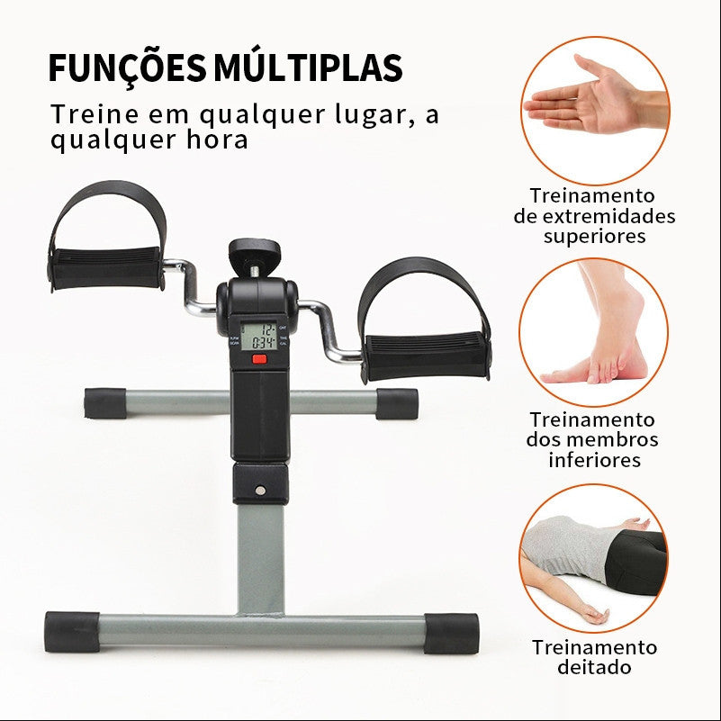 Mini bicicleta ergométrica preta com monitor LCD para pernas e braços - foto 5
