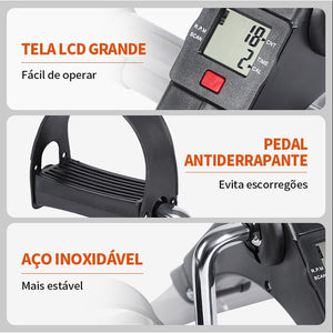 Mini bicicleta ergométrica preta com monitor LCD para pernas e braços - foto 8