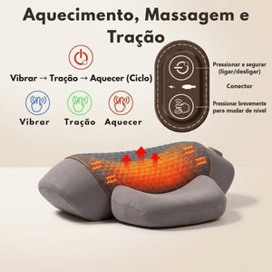 Controle do NeckCalm™ e ciclo de funções: vibrar, tração e aquecer