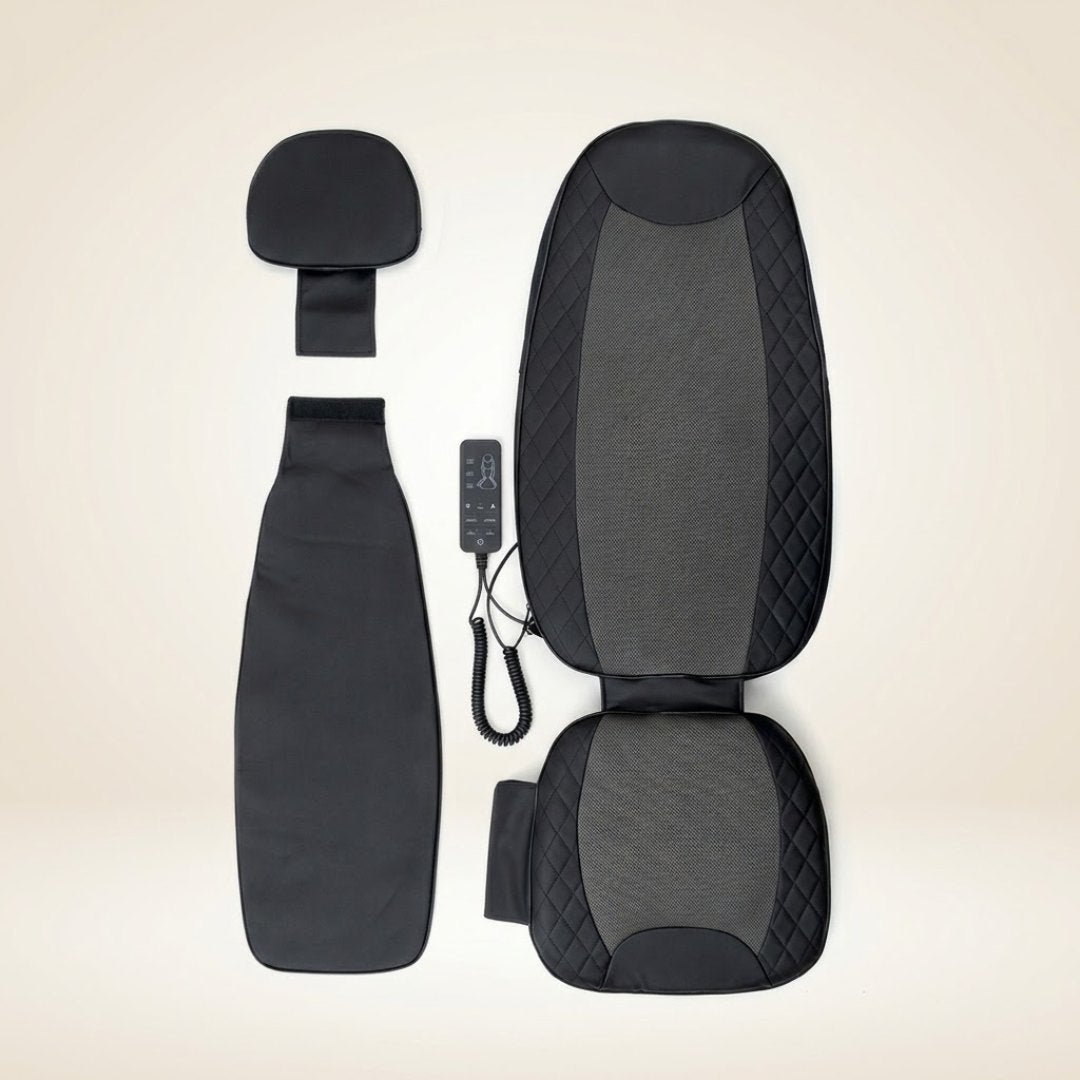 Peças do RelaxSeat™: encosto com assento, apoio de cabeça, capa e controle remoto