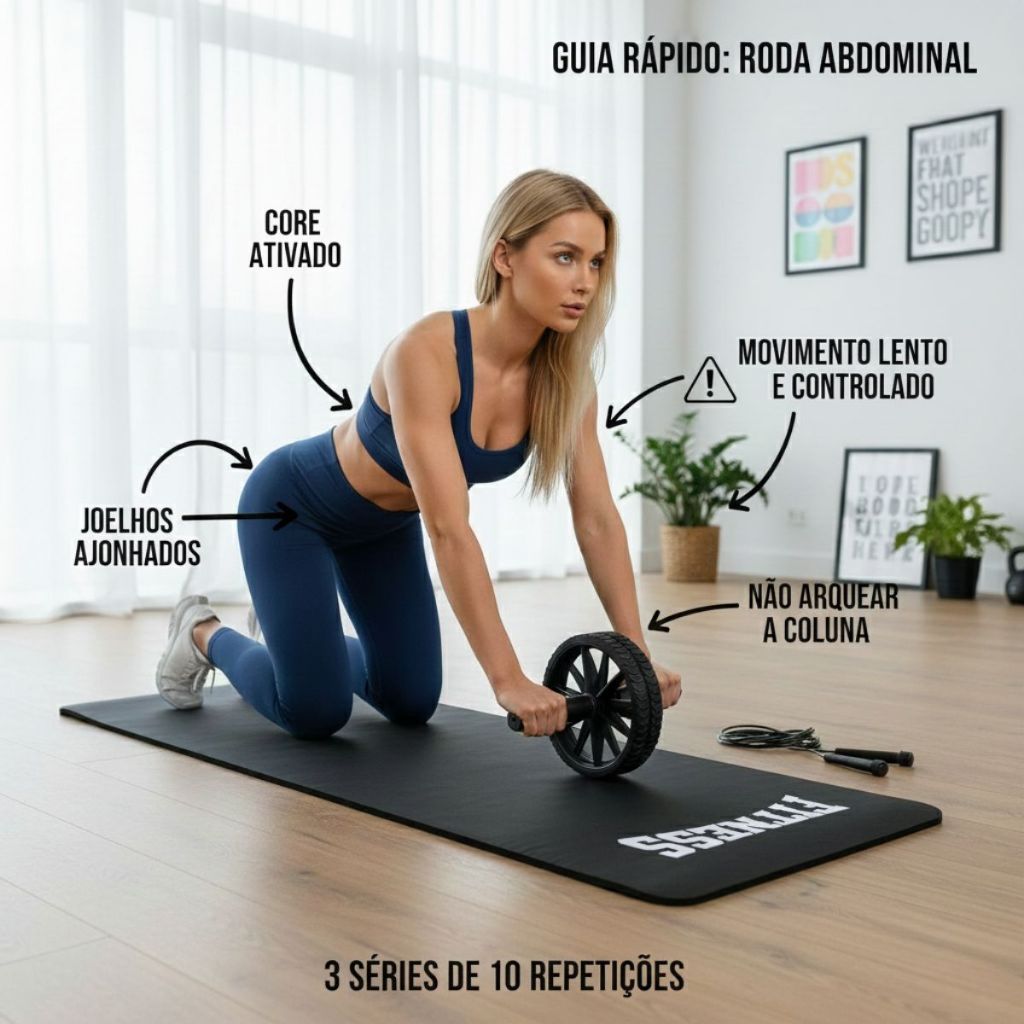 Roda abdominal preta com apoios de espuma - foto 3