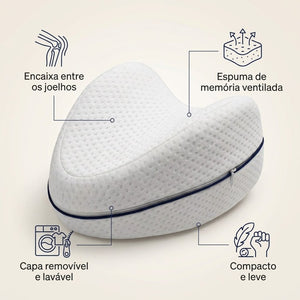 Benefícios do SideRest™: encaixe entre os joelhos, espuma ventilada, capa lavável e tamanho compacto
