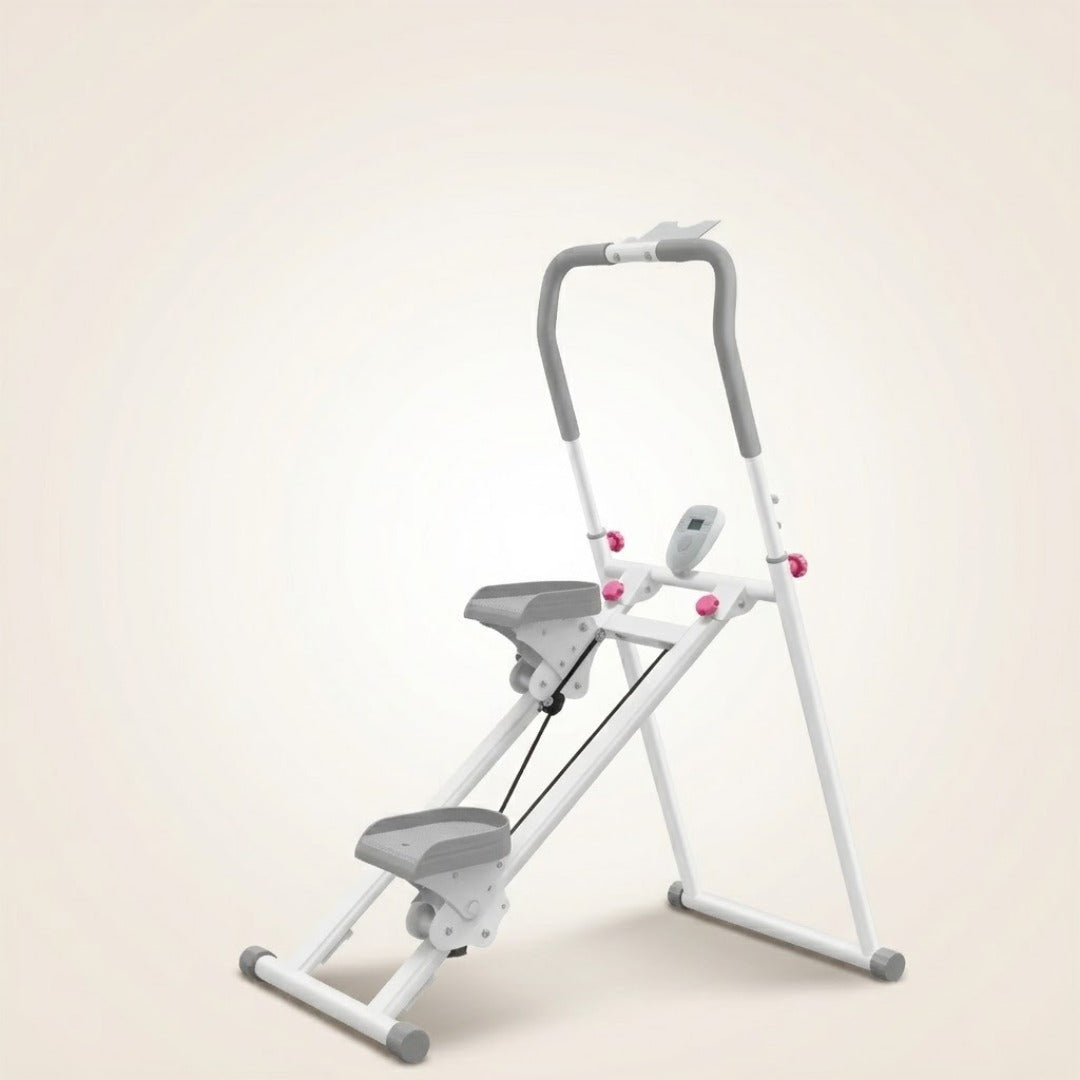 Simulador de escada dobrável branco para treino em casa
