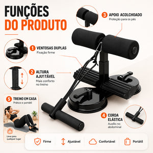 Suporte para abdominal com ventosa preto fixado no chão