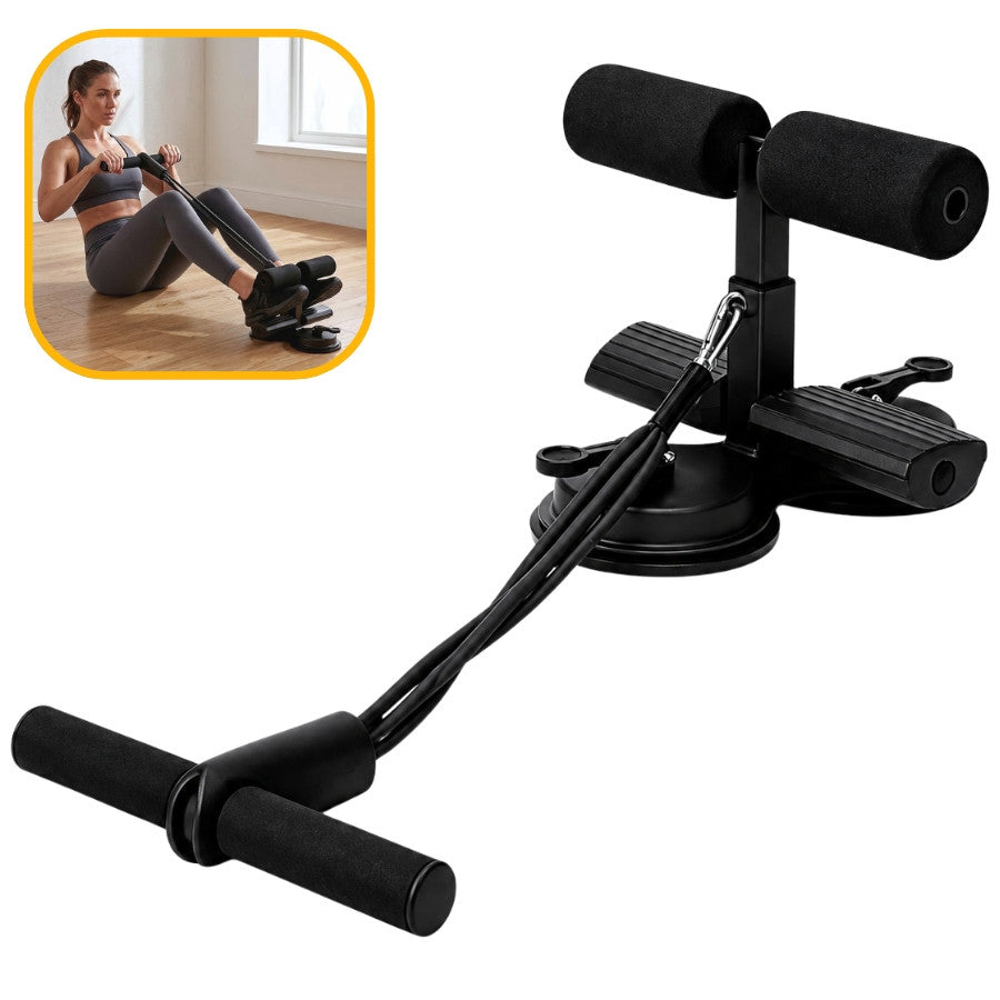 Suporte para abdominal com ventosa preto fixado no chão - foto 2