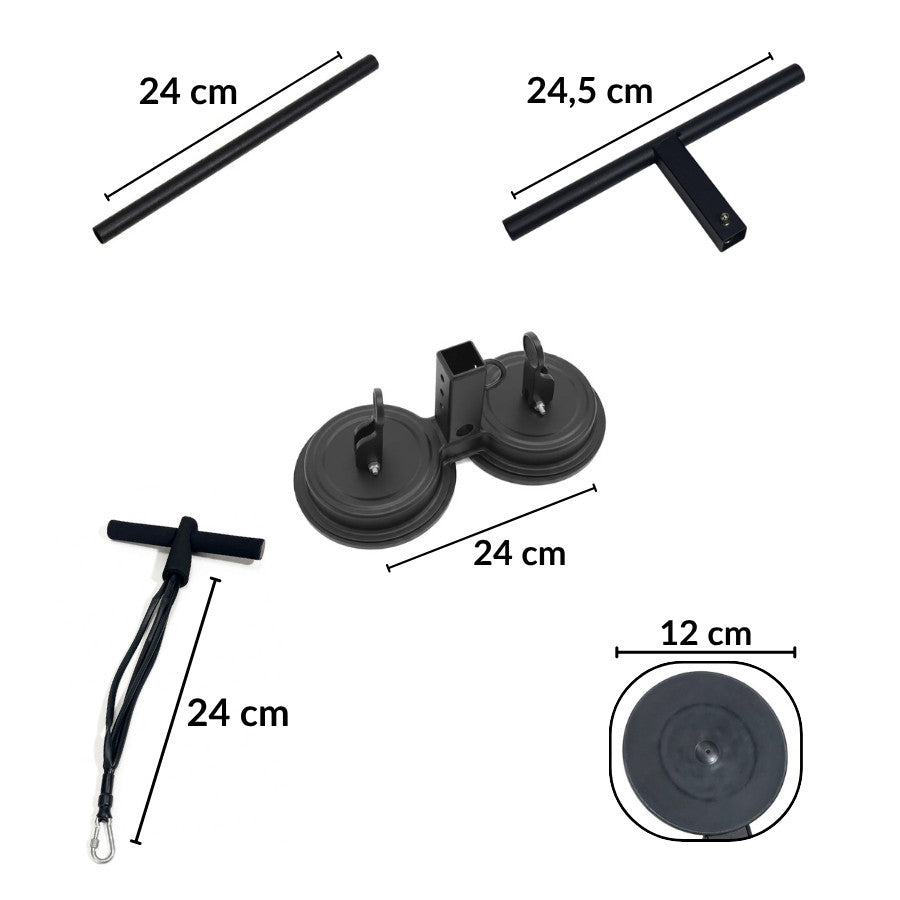 Suporte para abdominal com ventosa preto fixado no chão - foto 3
