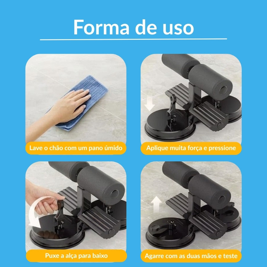 Suporte para abdominal com ventosa preto fixado no chão - foto 4